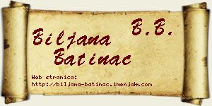 Biljana Batinac vizit kartica